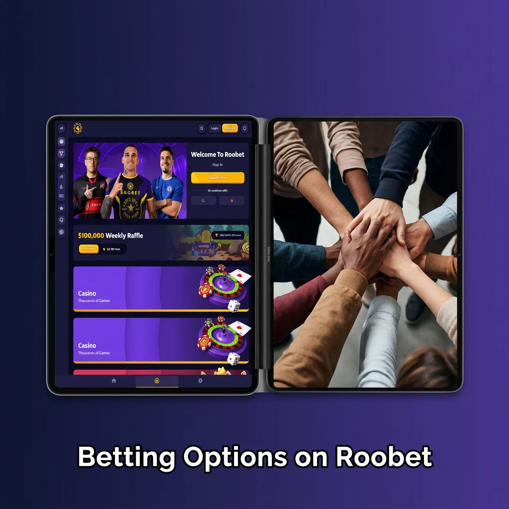 Roobet sportsbook betting options including pre-match, live in-play, and multi-bet accumulator selections