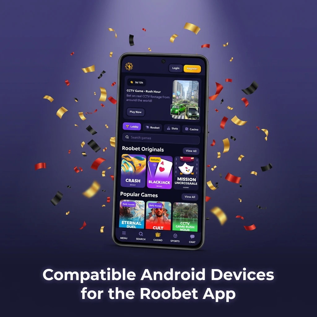 Compatible Android smartphones for Roobet app in India, including Samsung, OnePlus, Xiaomi, Realme, and Google Pixel models.