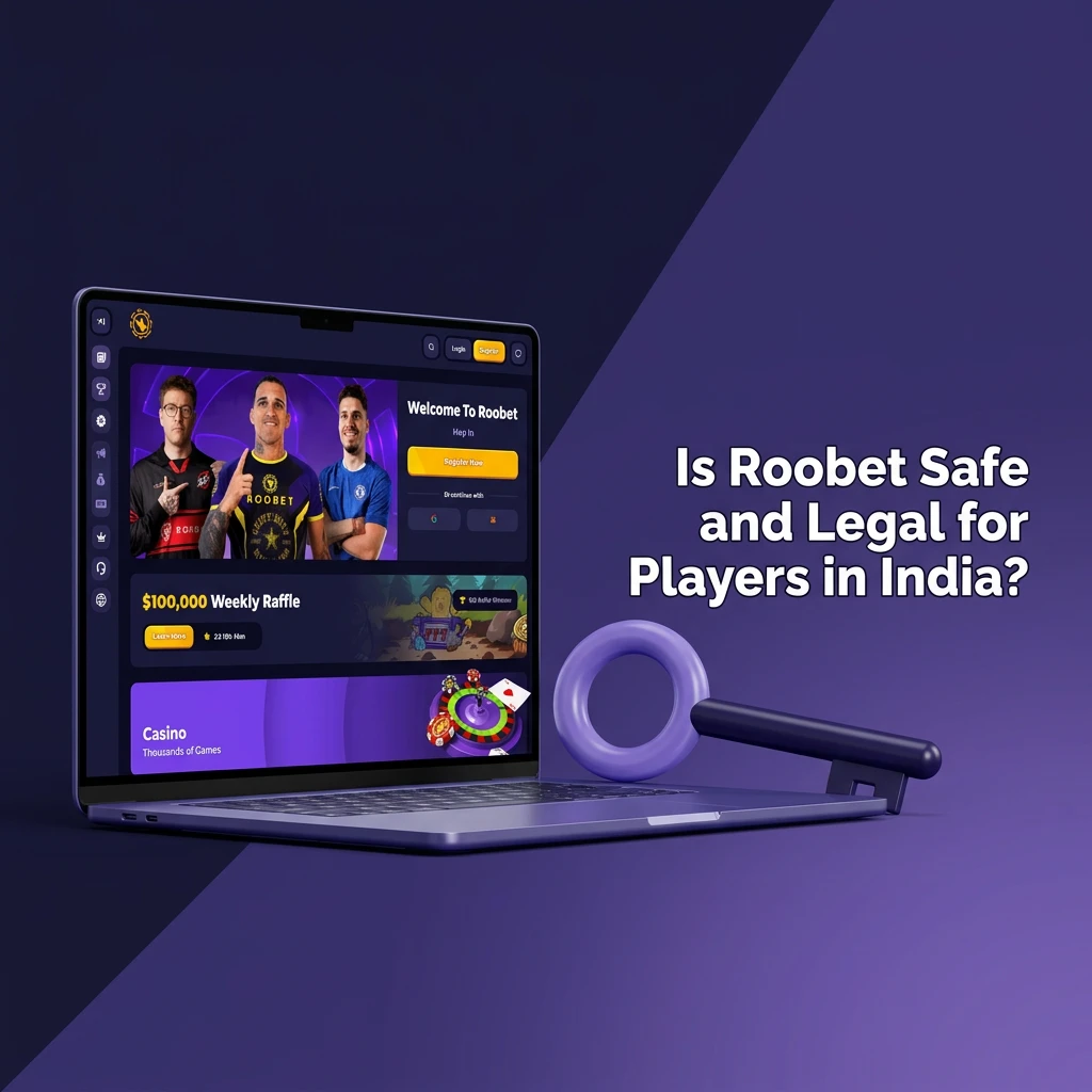 Roobet casino interface showing SSL security badge and Curaçao eGaming licence details for Indian players