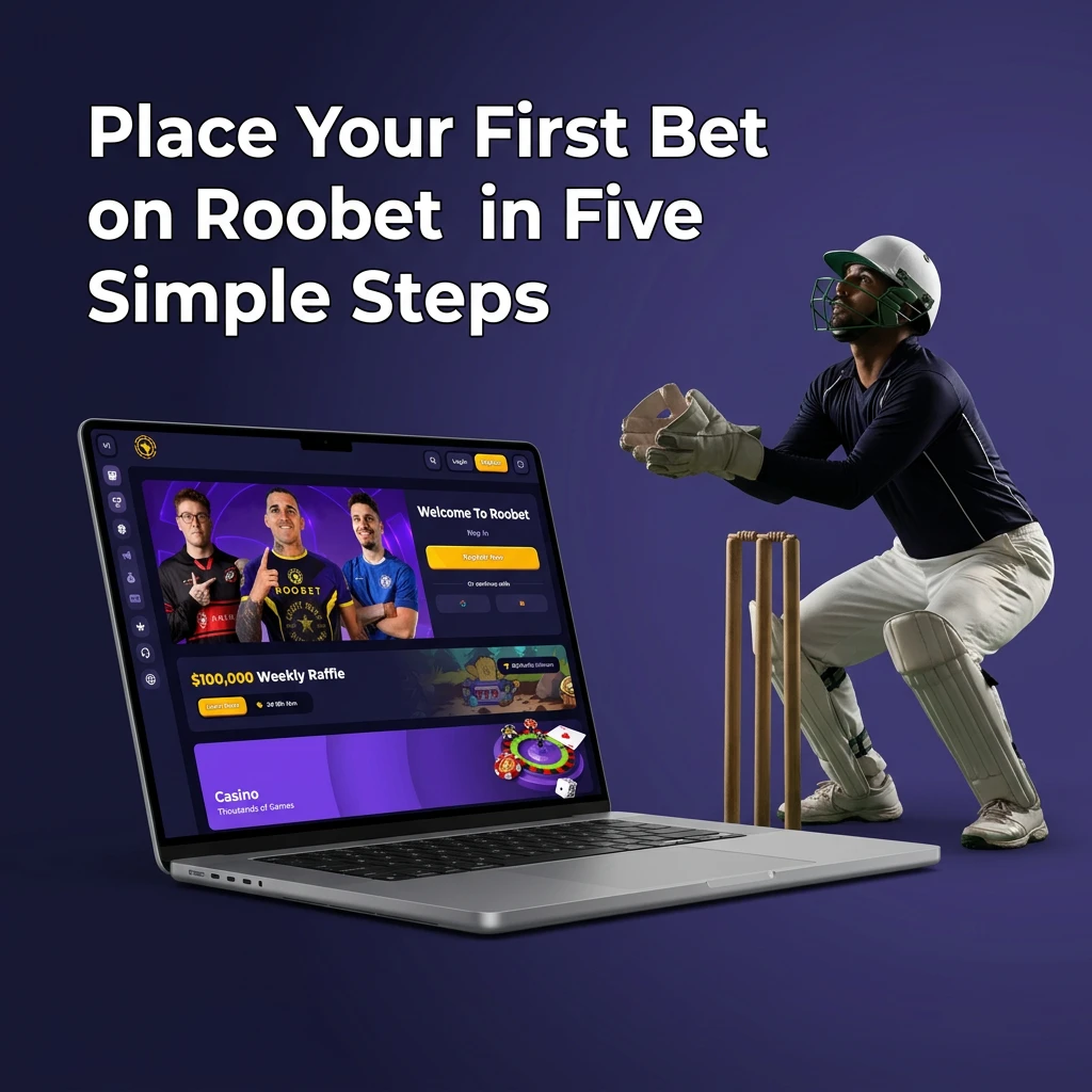 Five simple steps to place your first Roobet sports bet: register, deposit, navigate sports, choose market, and confirm stake.